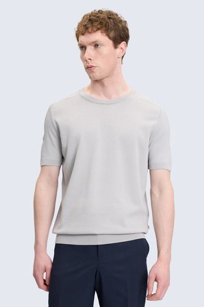 Gri Regular Fit Bisiklet Yaka Rayon Tişört | M