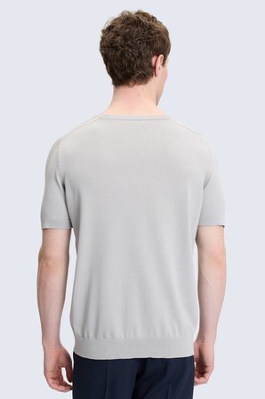 Gri Regular Fit Bisiklet Yaka Rayon Tişört | M