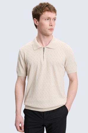 Bej Regular Fit Polo Yaka Pamuklu Tişört | XL