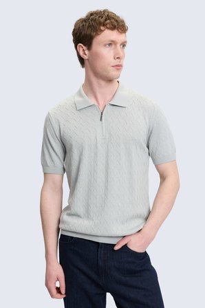 Gri Regular Fit Polo Yaka Pamuklu Tişört | XL