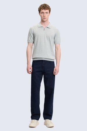 Gri Regular Fit Polo Yaka Pamuklu Tişört | XL