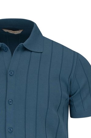 Lacivert Regular Fit Polo Yaka Düğmeli Tişört | L
