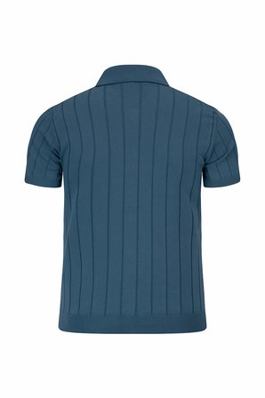 Lacivert Regular Fit Polo Yaka Düğmeli Tişört | L