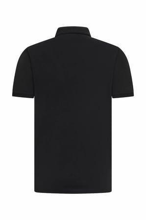 Siyah Regular Fit Polo Yaka Pamuklu Tişört | S