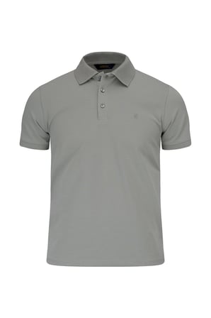 Gri Regular Fit Polo Yaka Pamuklu Tişört | XXL