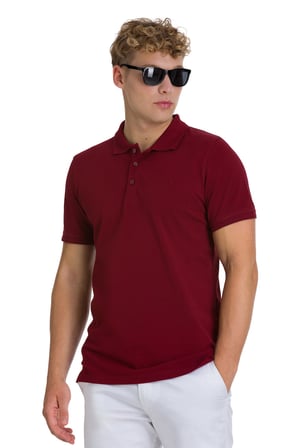 Bordo Regular Fit 100% Pamuk Polo Yaka Tişört | L