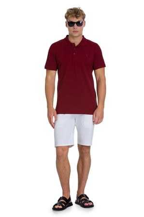 Bordo Regular Fit 100% Pamuk Polo Yaka Tişört | L