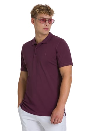 Mor Regular Fit 100% Pamuk Polo Yaka Tişört | M