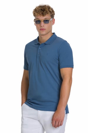 indigo Regular Fit 100% Pamuk Polo Yaka Tişört | M