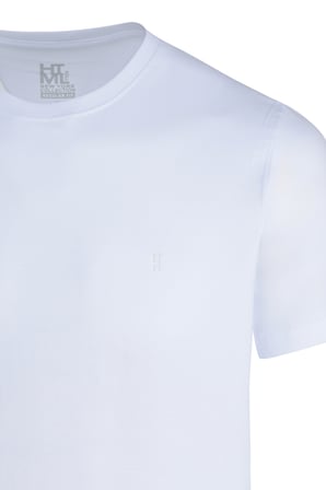 Beyaz Regular Fit Bisiklet Yaka Pamuklu Tişört | XS