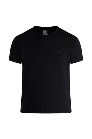 Siyah Regular Fit Bisiklet Yaka Pamuklu Tişört | XXL