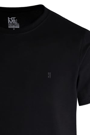 Siyah Regular Fit Bisiklet Yaka Pamuklu Tişört | XXL