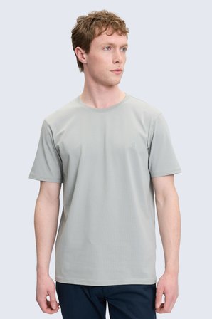 Gri Regular Fit Bisiklet Yaka Pamuklu Tişört | M