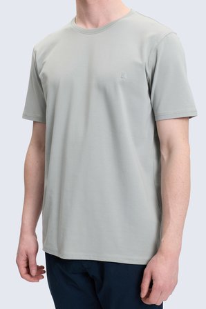 Gri Regular Fit Bisiklet Yaka Pamuklu Tişört | M