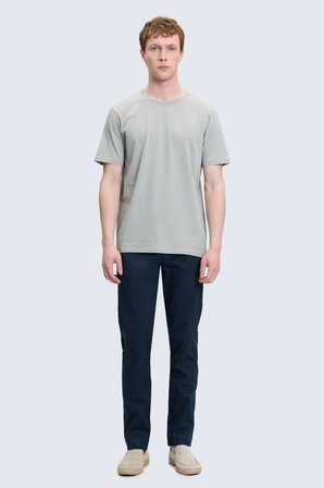 Gri Regular Fit Bisiklet Yaka Pamuklu Tişört | M