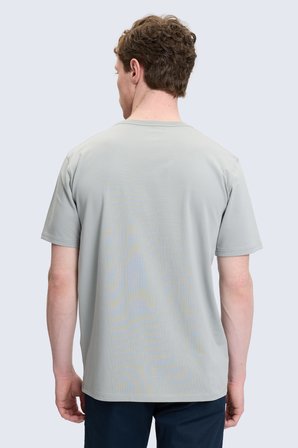 Gri Regular Fit Bisiklet Yaka Pamuklu Tişört | M