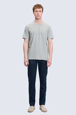 Gri Regular Fit Bisiklet Yaka Pamuklu Tişört | XXL