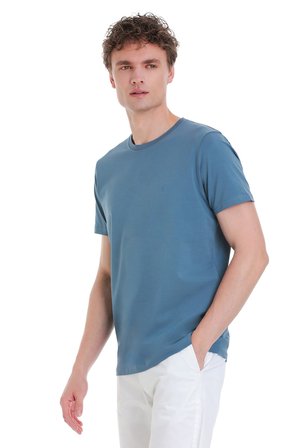 indigo Regular Fit Bisiklet Yaka Pamuklu Tişört | L