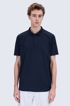 Lacivert Regular Fit 100% Pamuk Polo Yaka Merserize Tişört | 3XL