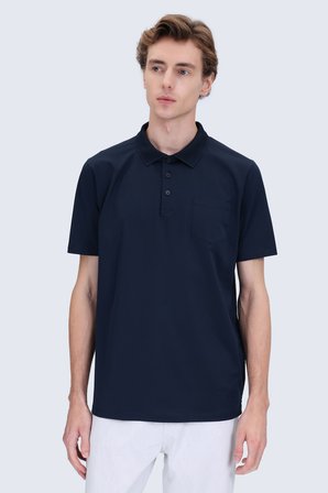 Lacivert Regular Fit 100% Pamuk Polo Yaka Merserize Tişört | XL