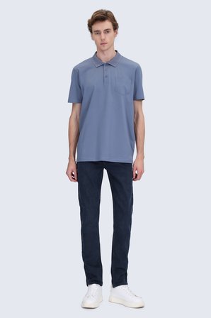 indigo Regular Fit 100% Pamuk Polo Yaka Merserize Tişört | XL