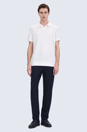 Beyaz Regular Fit Polo Yaka Pamuklu Tişört | XL