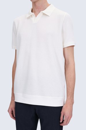 Beyaz Regular Fit Polo Yaka Pamuklu Tişört | XL