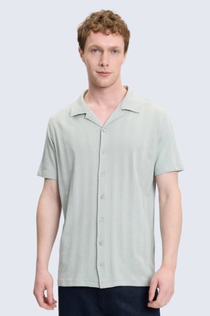 Yeşil Regular Fit Apaş Yaka 100% Pamuk Casual Gömlek | L