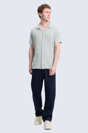 Yeşil Regular Fit Apaş Yaka 100% Pamuk Casual Gömlek | L