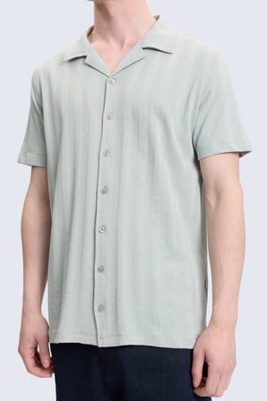 Yeşil Regular Fit Apaş Yaka 100% Pamuk Casual Gömlek | L