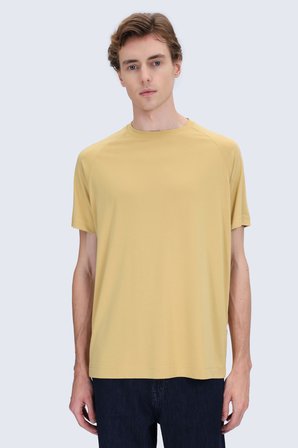 Hardal Regular Fit Bisiklet Yaka Reglan Kol Tişört | S