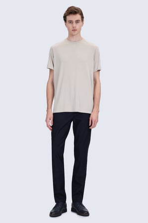Ekru Regular Fit Bisiklet Yaka Reglan Kol Tişört | XL
