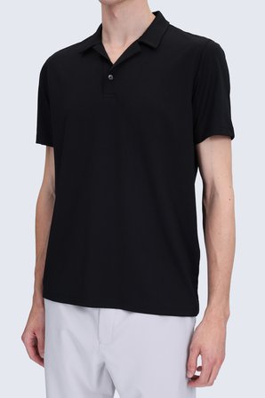 Siyah Regular Fit  Apaş Yaka Tişört | M