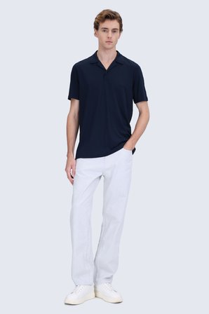 Lacivert Regular Fit  Apaş Yaka Tişört | S