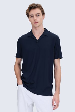 Lacivert Regular Fit  Apaş Yaka Tişört | S