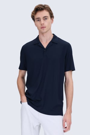 Lacivert Regular Fit  Apaş Yaka Tişört | XXL