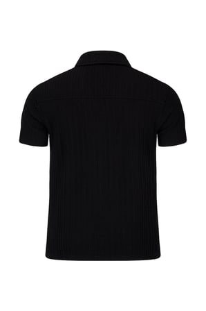 Siyah Regular Fit Apaş Yaka Gömlek | L