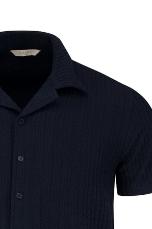 Lacivert Regular Fit Apaş Yaka Gömlek | L