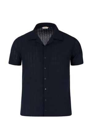 Lacivert Regular Fit Apaş Yaka Gömlek | XL
