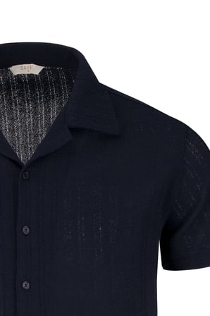 Lacivert Regular Fit Apaş Yaka Gömlek | XL