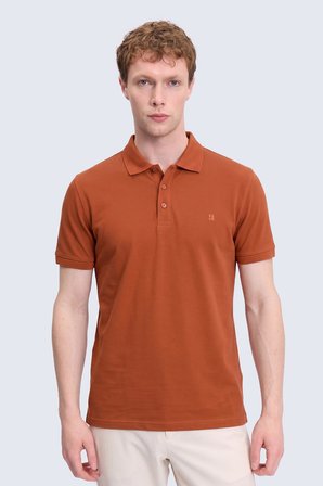 Turuncu Regular Fit Polo Yaka 100% Pamuk Tişört | L