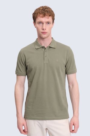 Yeşil Regular Fit Polo Yaka 100 Pamuk Tişört | L