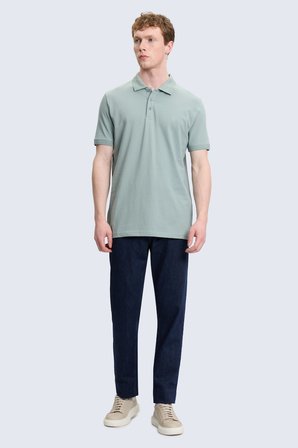 Yeşil Regular Fit Polo Yaka 100% Pamuk Tişört | XL