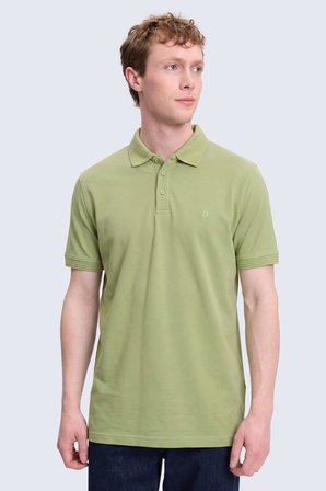 Yeşil Regular Fit Polo Yaka 100% Pamuk Tişört | S