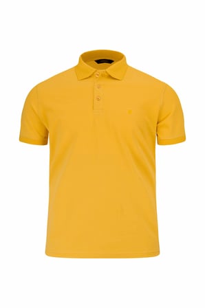 Sarı Regular Fit Polo Yaka 100% Pamuk Tişört | 3XL
