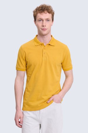 Sarı Regular Fit Polo Yaka 100% Pamuk Tişört | L