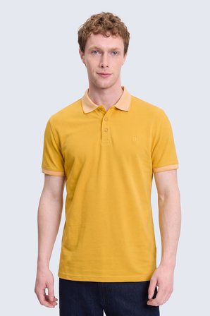 Sarı Regular Fit Polo Yaka 100 Pamuklu Tişört | M