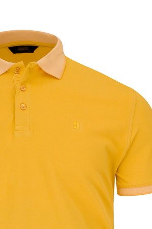 Sarı Regular Fit Polo Yaka 100 Pamuklu Tişört | S