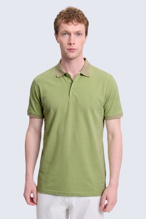 Yeşil Regular Fit Polo Yaka 100% Pamuklu Tişört | XL
