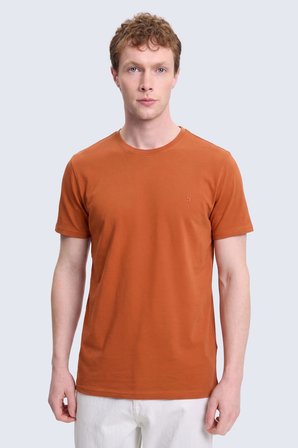 Turuncu Regular Fit Bisiklet Yaka 100 Pamuk Tişört | XXL